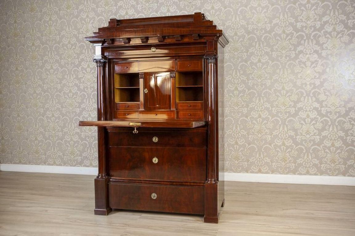Biedermeier Antique Secretary Circa 1840 Veneered With Mahogany photo for sale