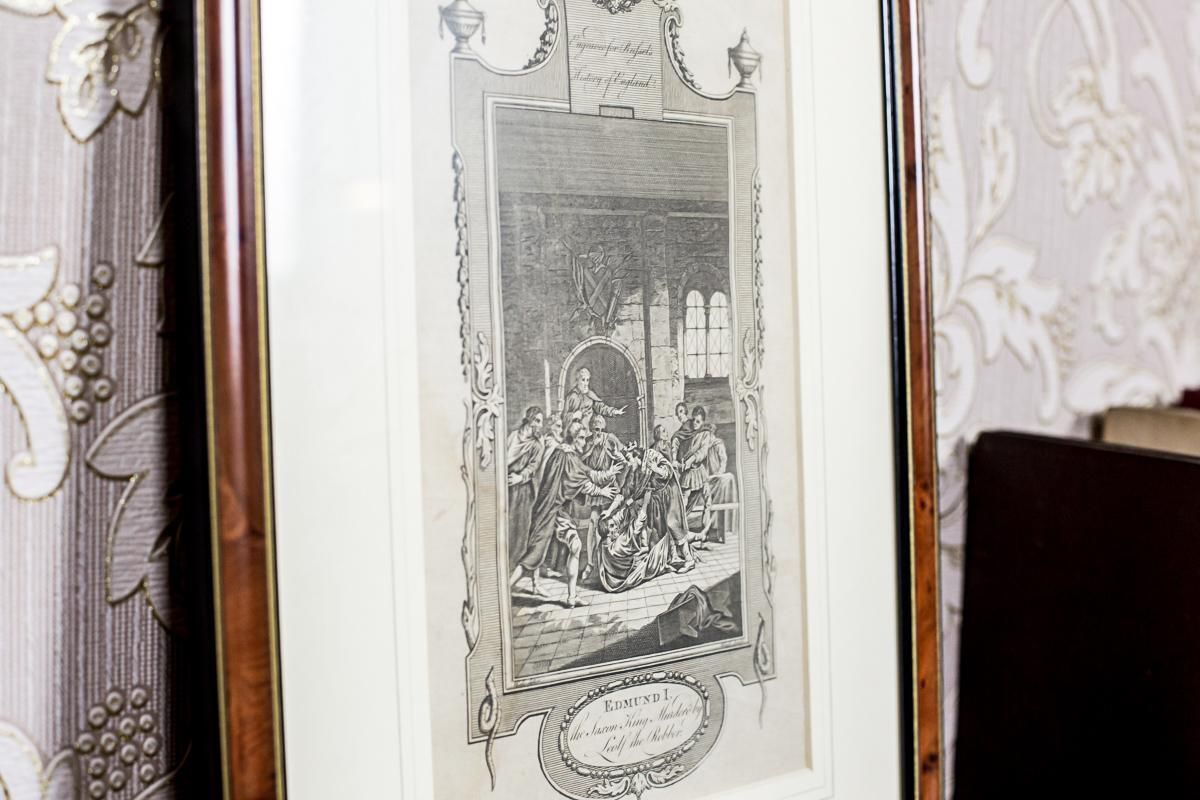 20th Century Graphic – Russel's History Of England, King Edmund I Murdered photo Art