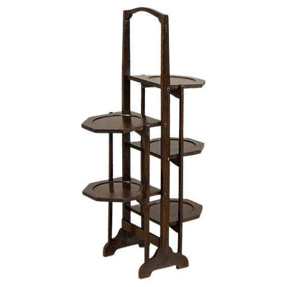 Oak Flower Stand From The Late 20th Century