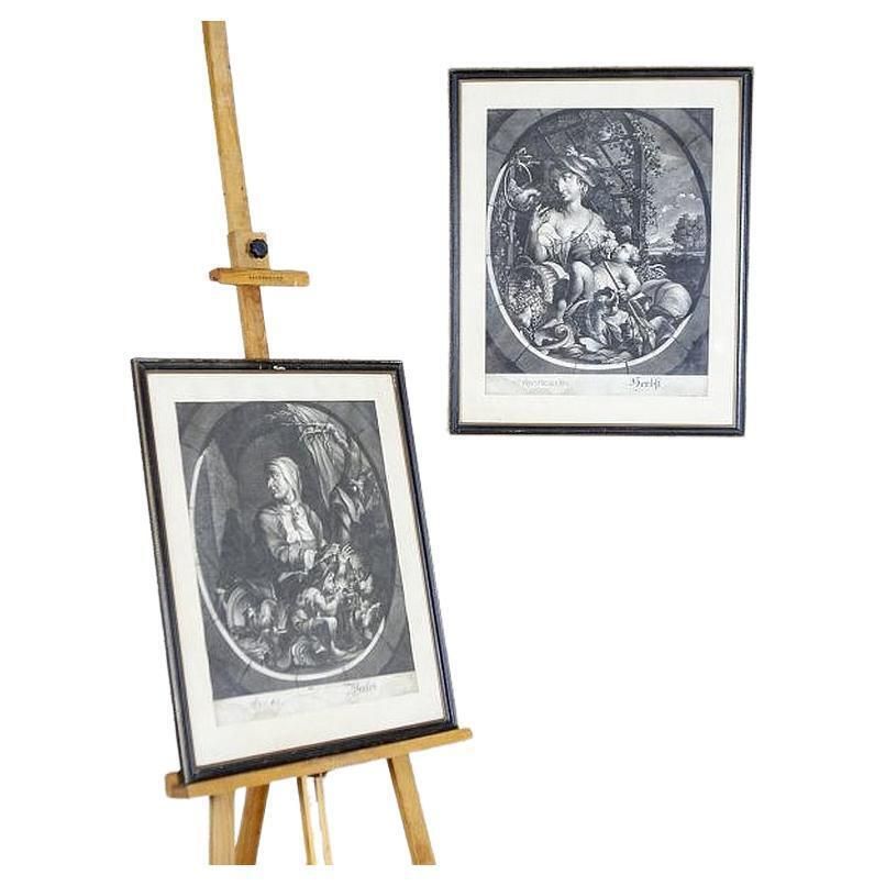 18th Century Set Of Engravings Of Seasons Signed By M. E. And J. J. Ridinger