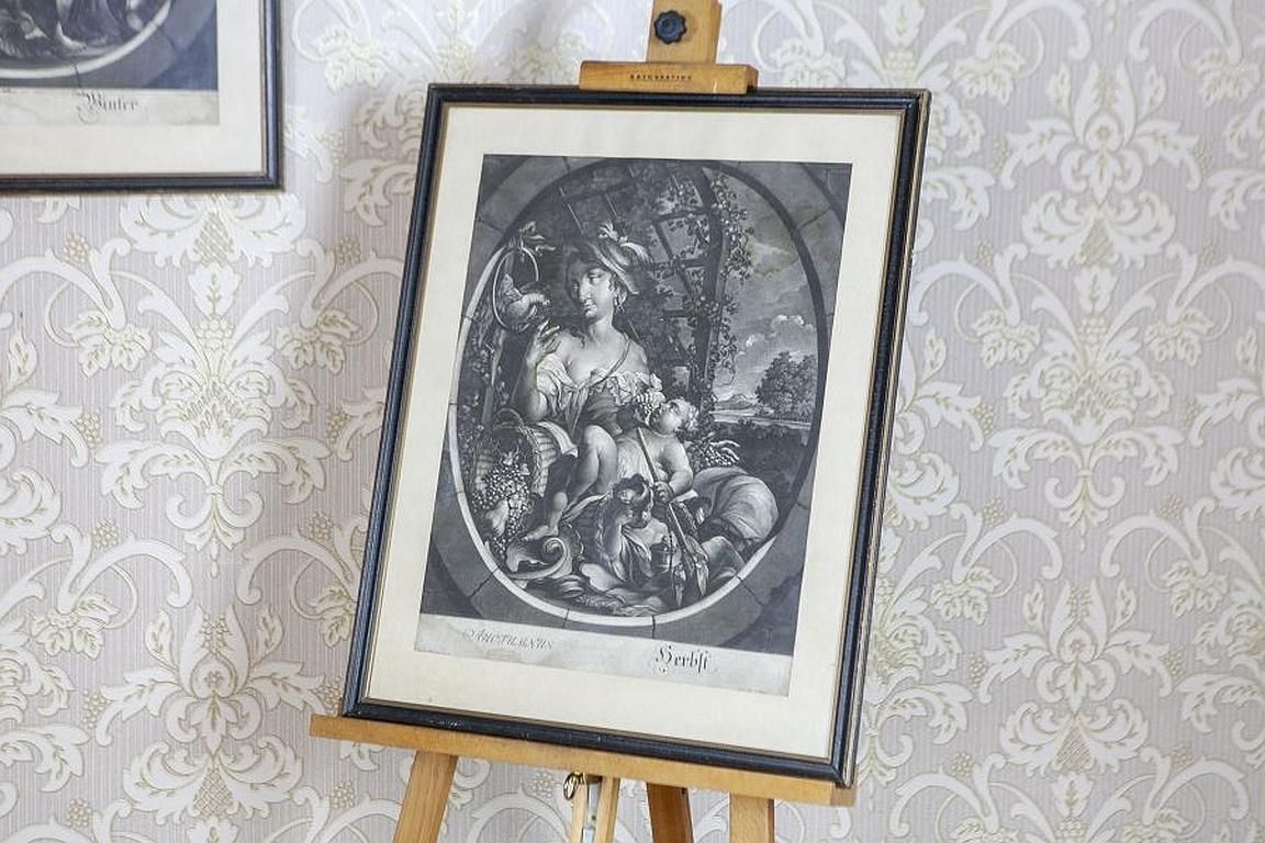 18th Century Set Of Engravings Of Seasons Signed By M. E. And J. J. Ridinger photo vinterior