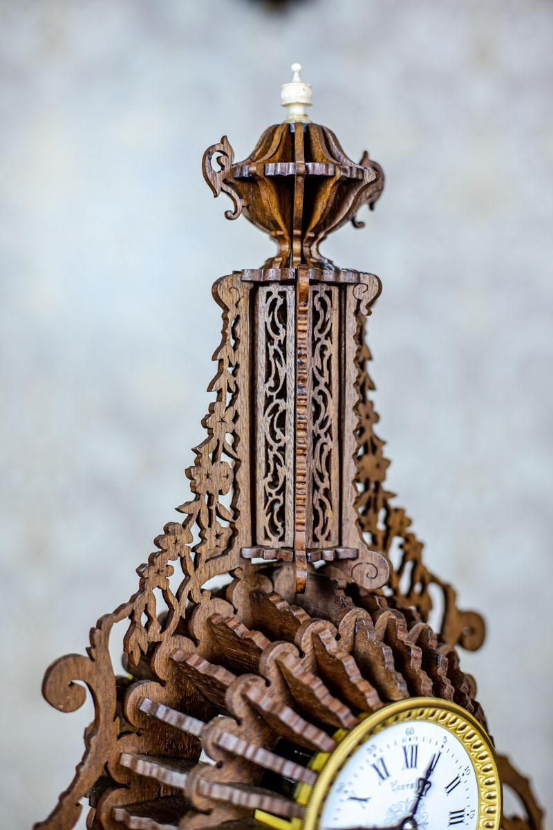 Home Decor Elaborately Carved Exotic Wood Mantel Clock From The Late 19th Century photo