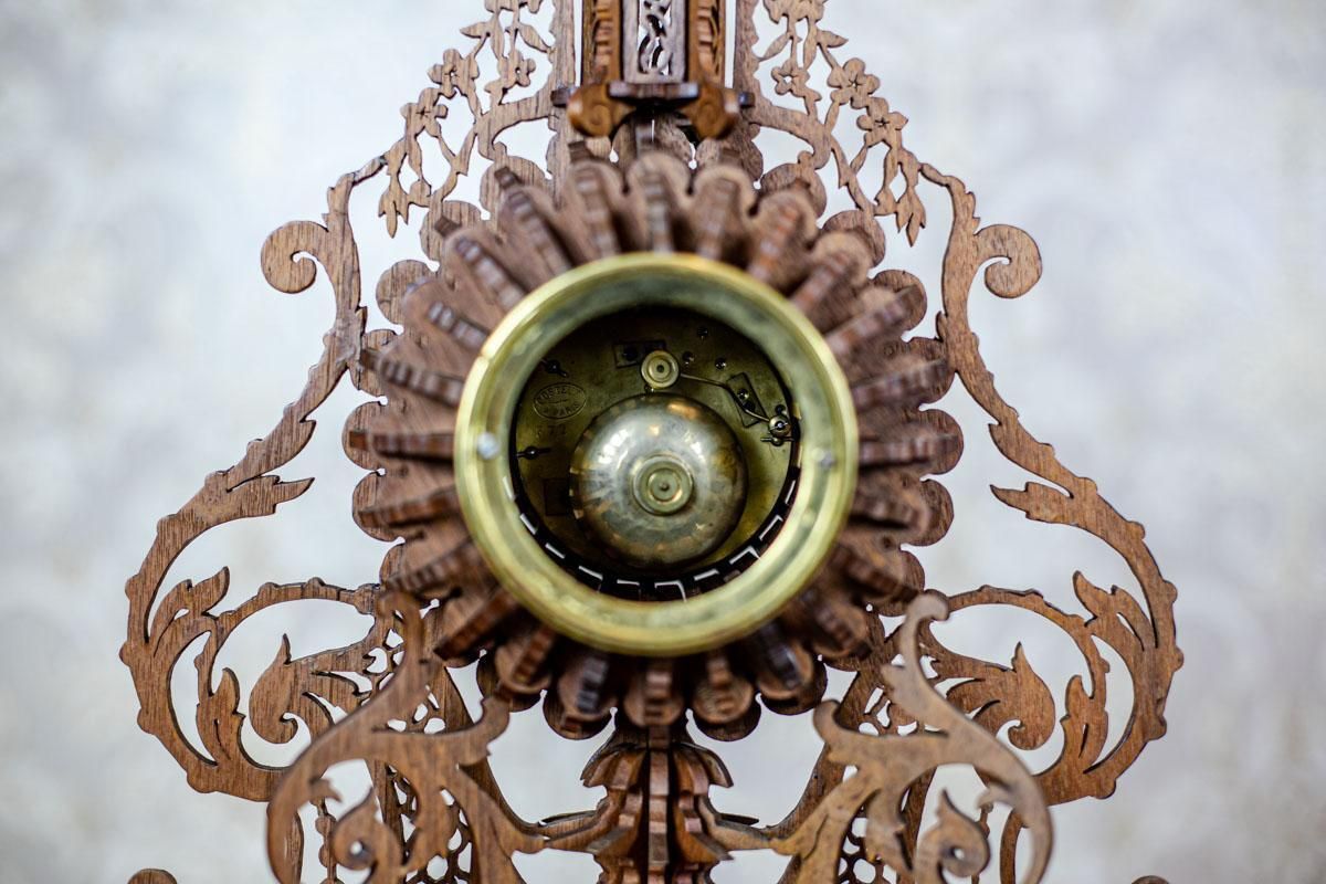 photo vintage Elaborately Carved Exotic Wood Mantel Clock From The Late 19th Century