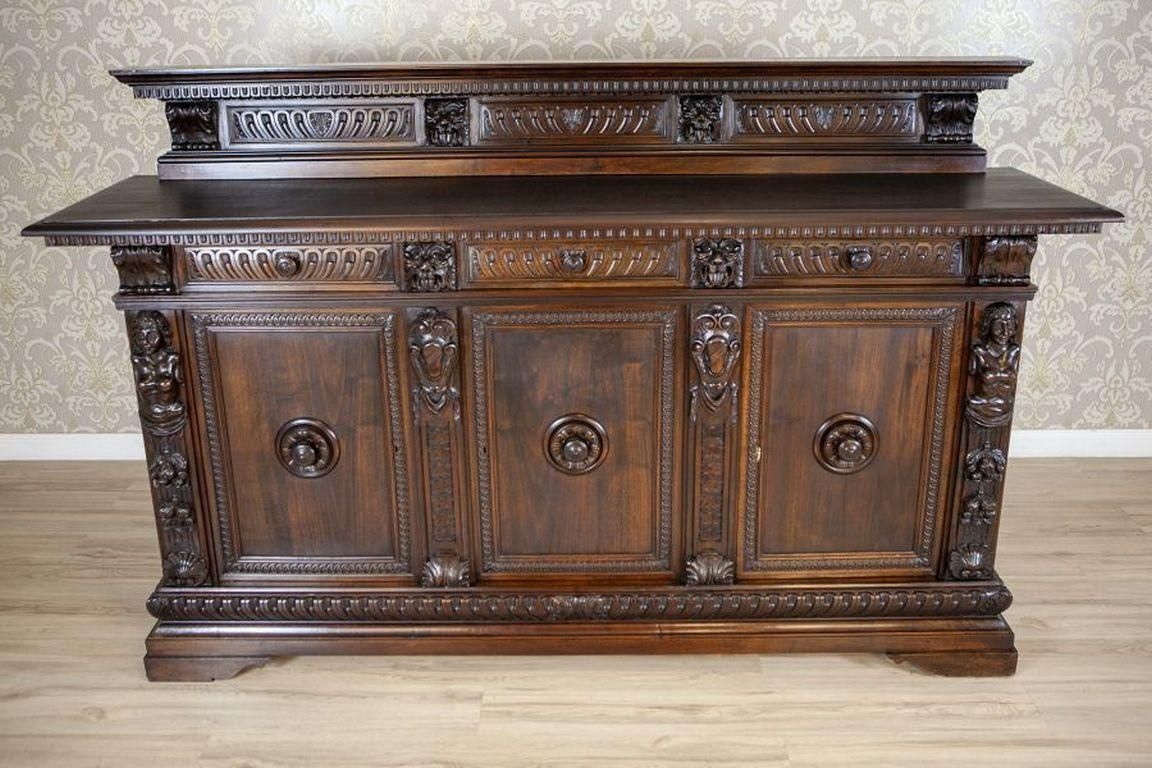 photo furniture 19th Century Neo Renaissance Oak Sideboard In Deep Brown