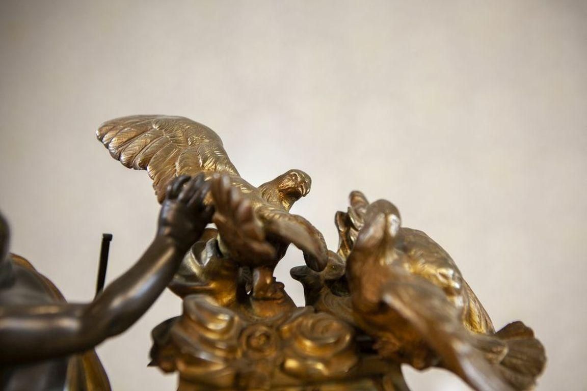 photo for sale Napoleon III French Bronze Mantel Clock Set From The 19th Century