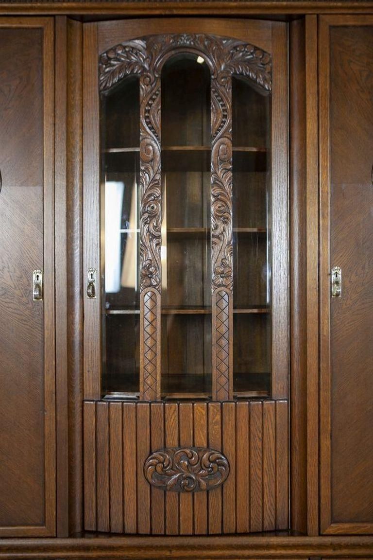 Oak Bookcase From The 1930s In Brown photo vintage
