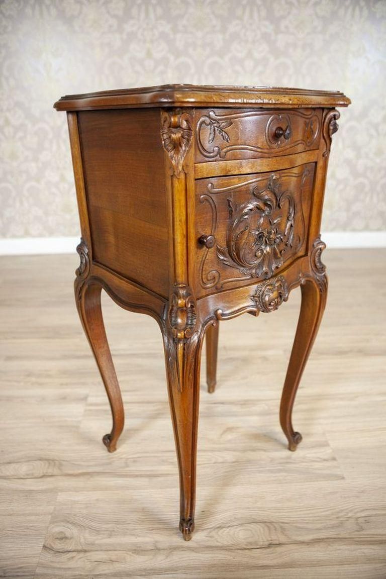 Rococo Walnut Night Stand From The Turn Of The Centuries With Marble Top photo 1100.0