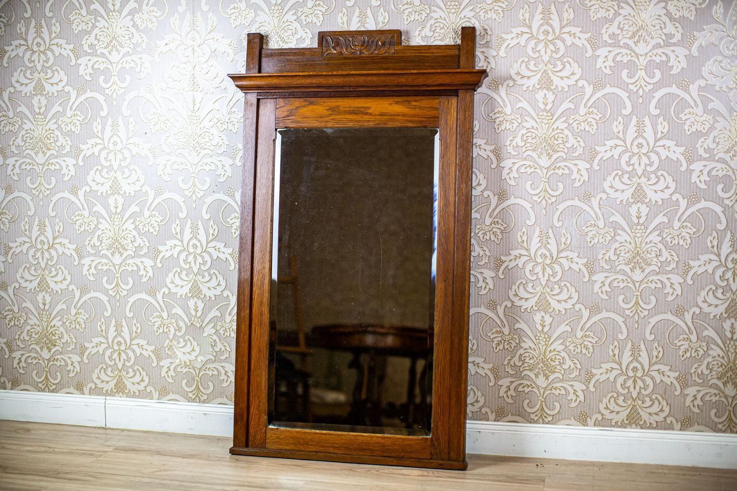 Early 20th Century Floor Mirror In Light Brown Oak Frame photo furniture