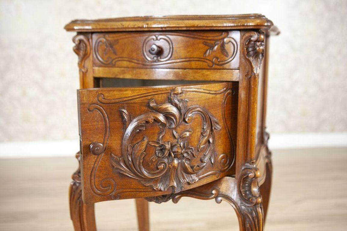 Rococo Walnut Night Stand From The Turn Of The Centuries With Marble Top photo buy
