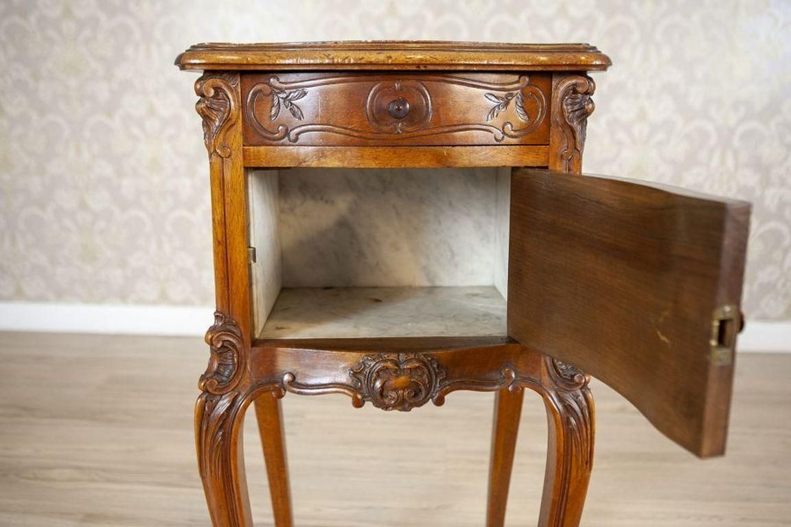 Rococo Walnut Night Stand From The Turn Of The Centuries With Marble Top photo vintage