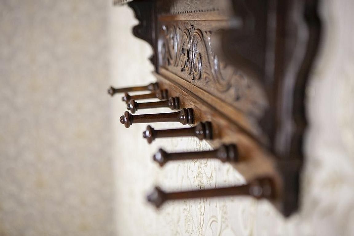 Oak Coat Rack From The Early 20th Century In Dark Brown photo for sale