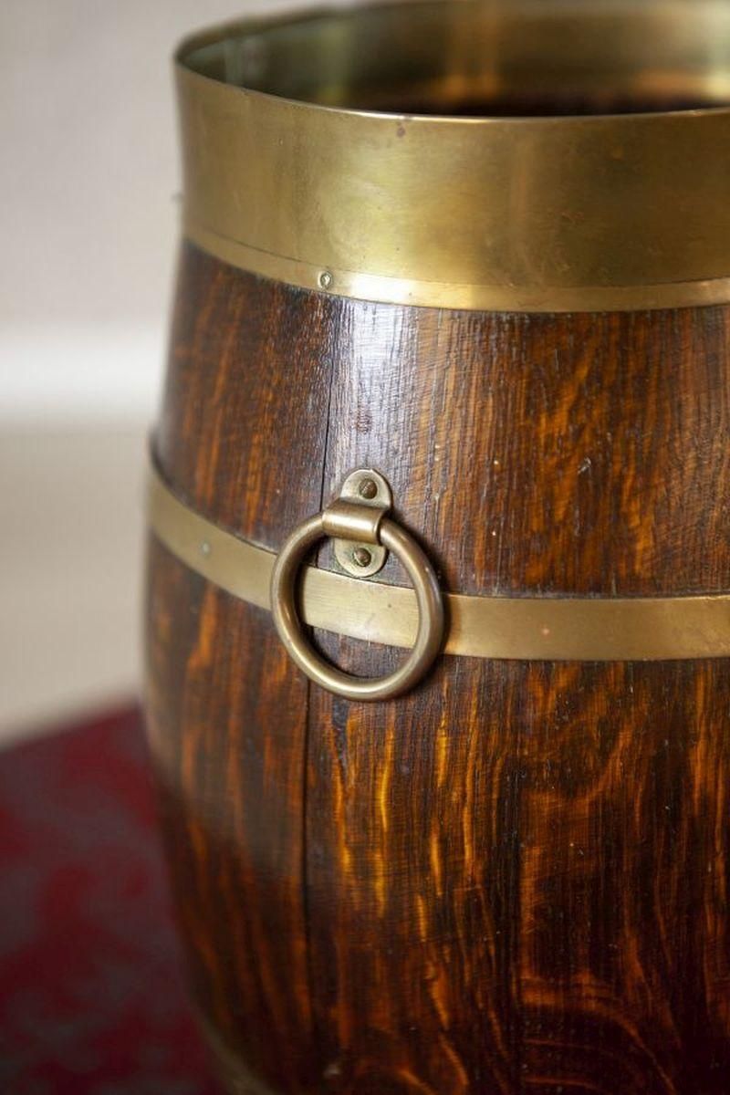 Barrel Like Oak Umbrella Stand From The Early 20th Century photo vinterior
