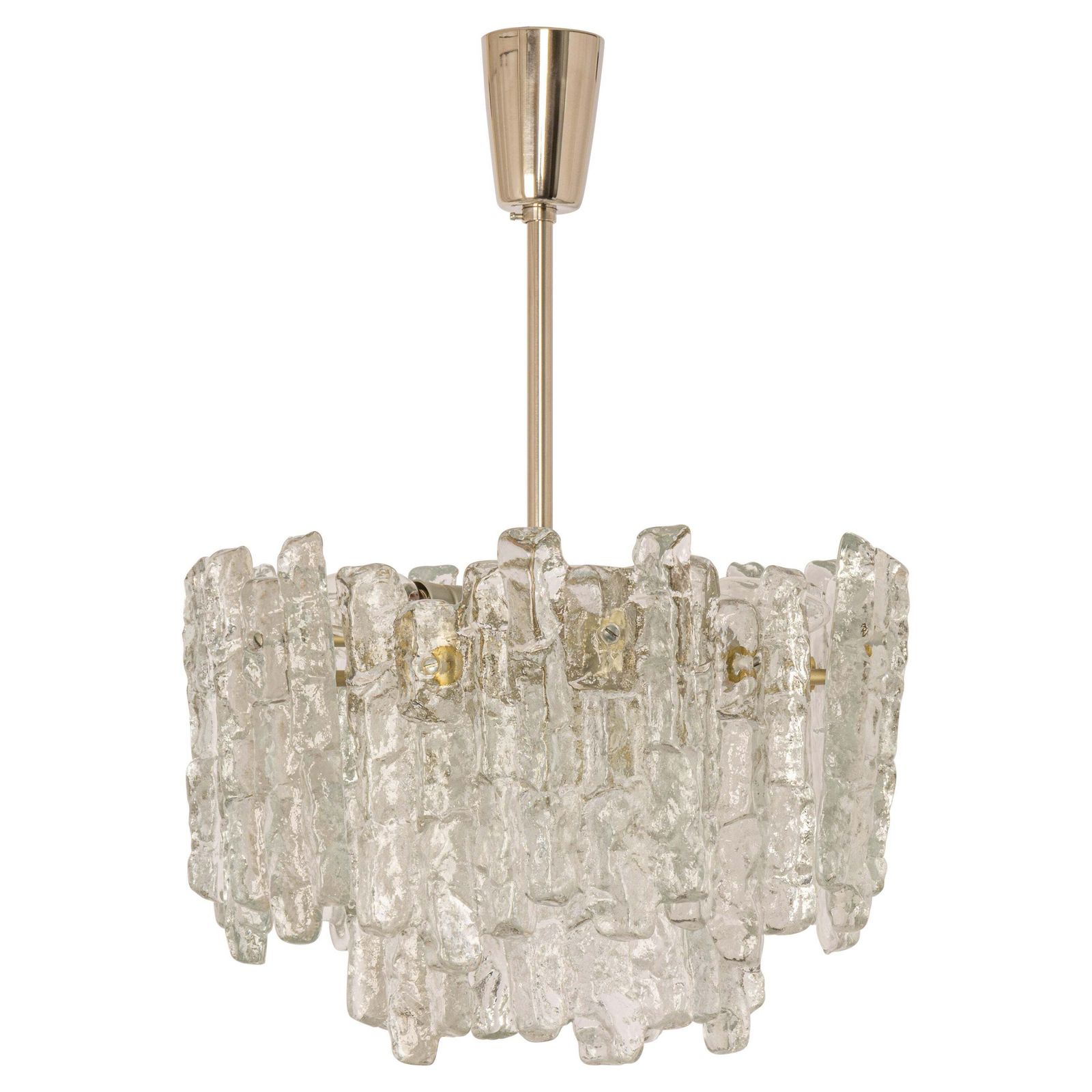 1 Of 5 Large Murano Ice Glass Chandelier By Kalmar, Austria, 1960s