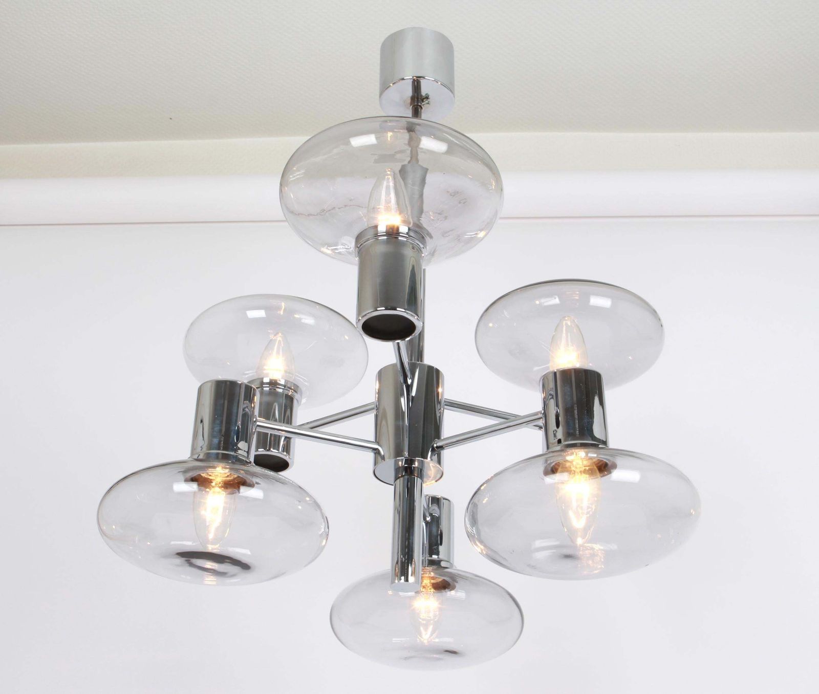 Sputnik Chrome  Chandelier By Doria , Germany, 1960s photo buy