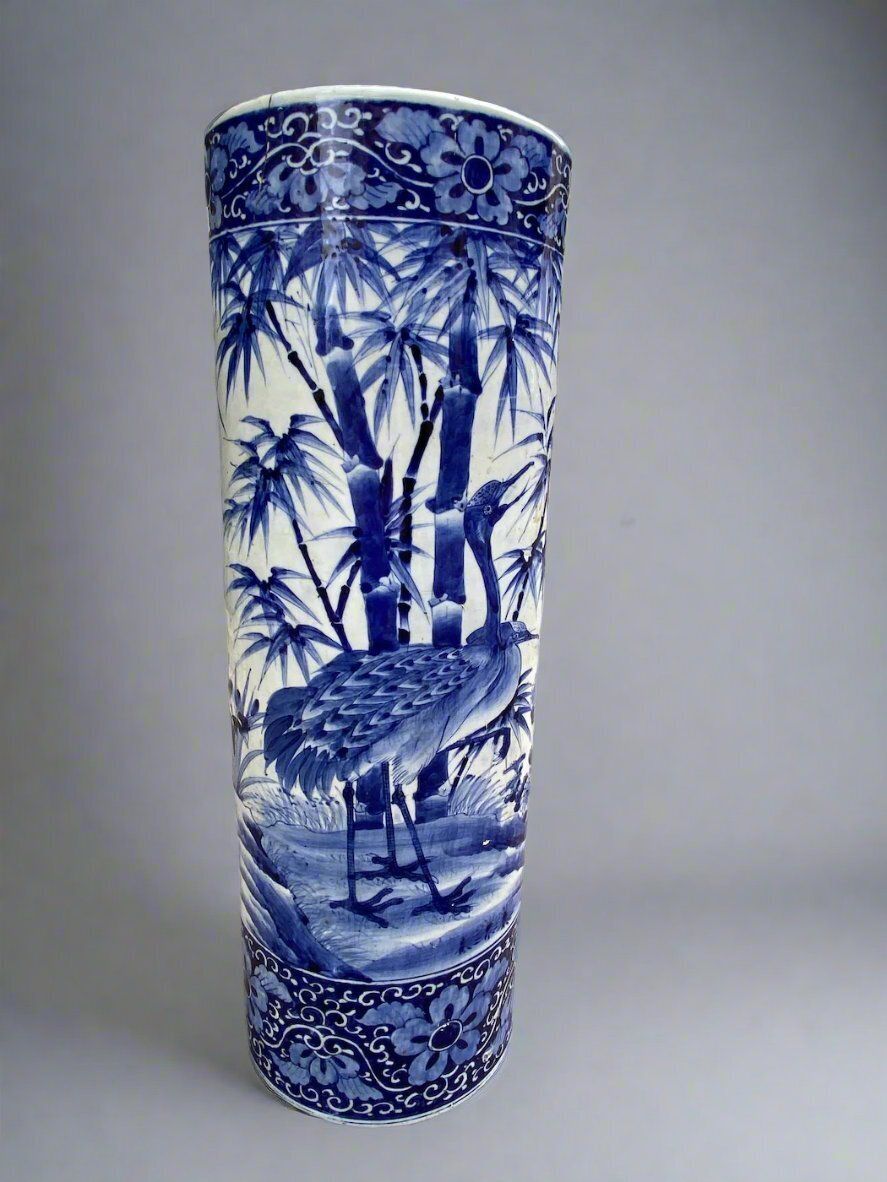 Antique Chinoiserie Porcelain Umbrella Stand Circa 1910