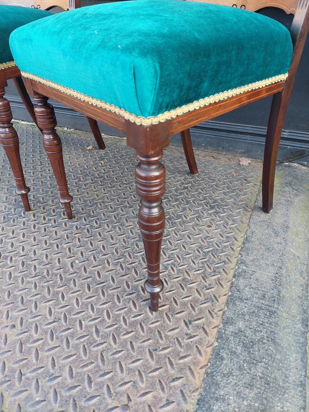Pair Of Edwardian Rosewood Inlaid Salon Chairs photo furniture