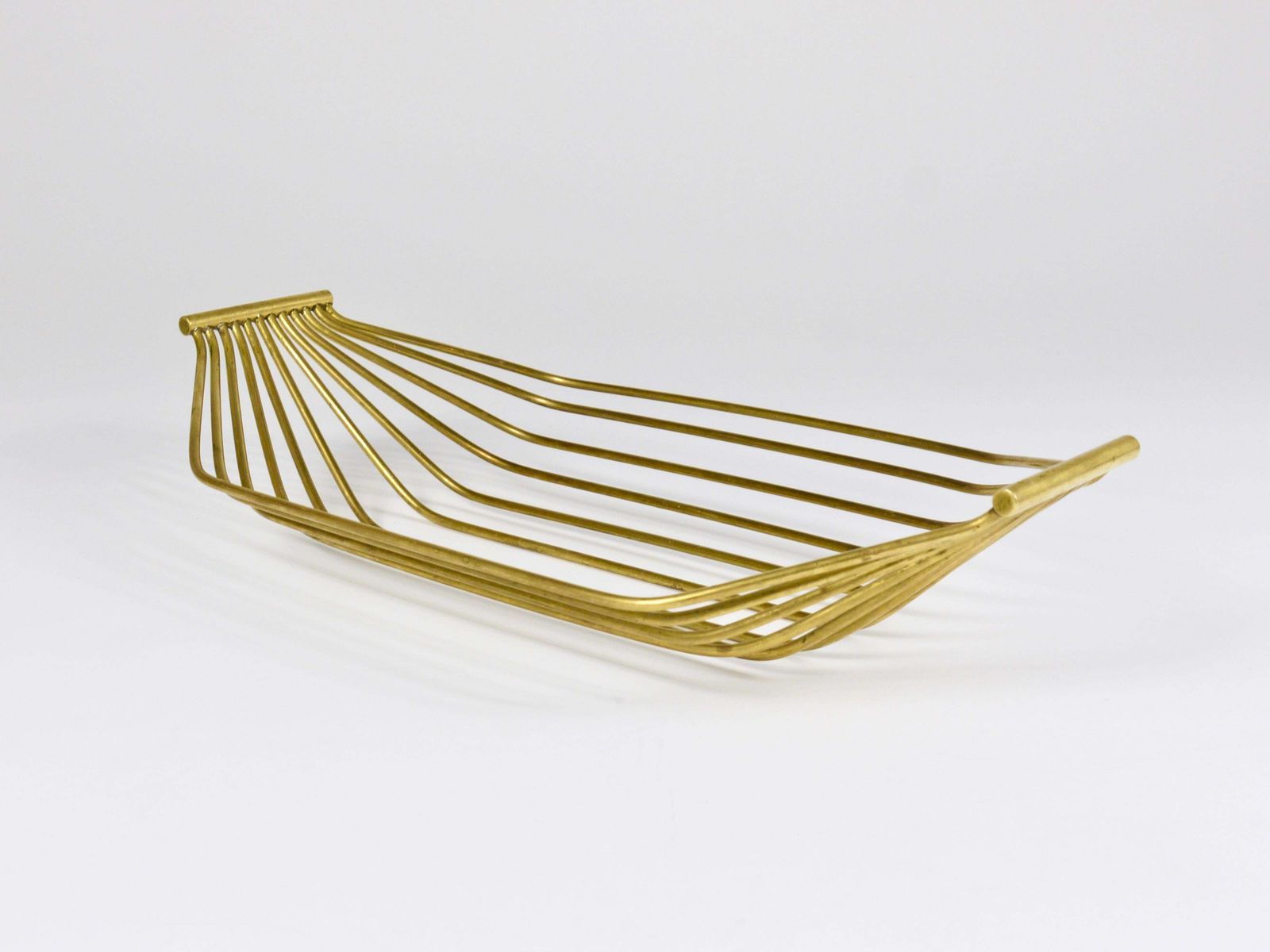 Austrian Mid Century Large Brass Wire Fruit Basket Bowl, Carl Aubock Style, 1950 photo buy