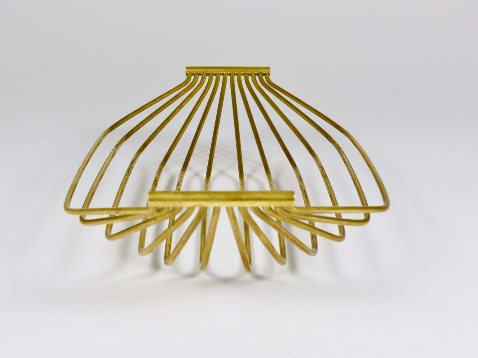 379.0 Austrian Mid Century Large Brass Wire Fruit Basket Bowl, Carl Aubock Style, 1950 photo