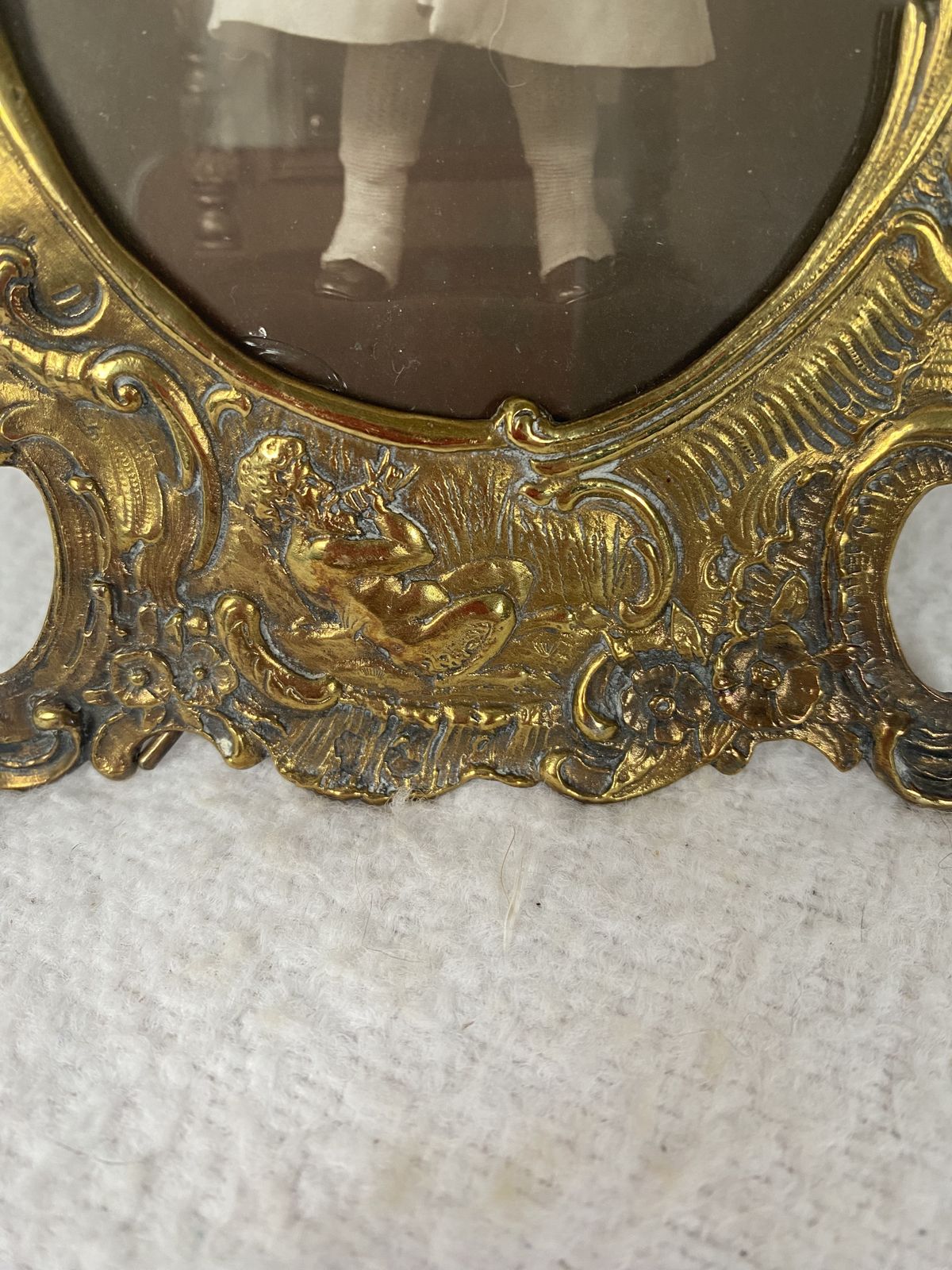 A Really Sweet Photo In A Victorian Brass Photo Frame. photo furniture