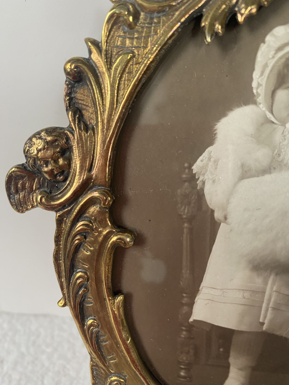 A Really Sweet Photo In A Victorian Brass Photo Frame. photo for sale