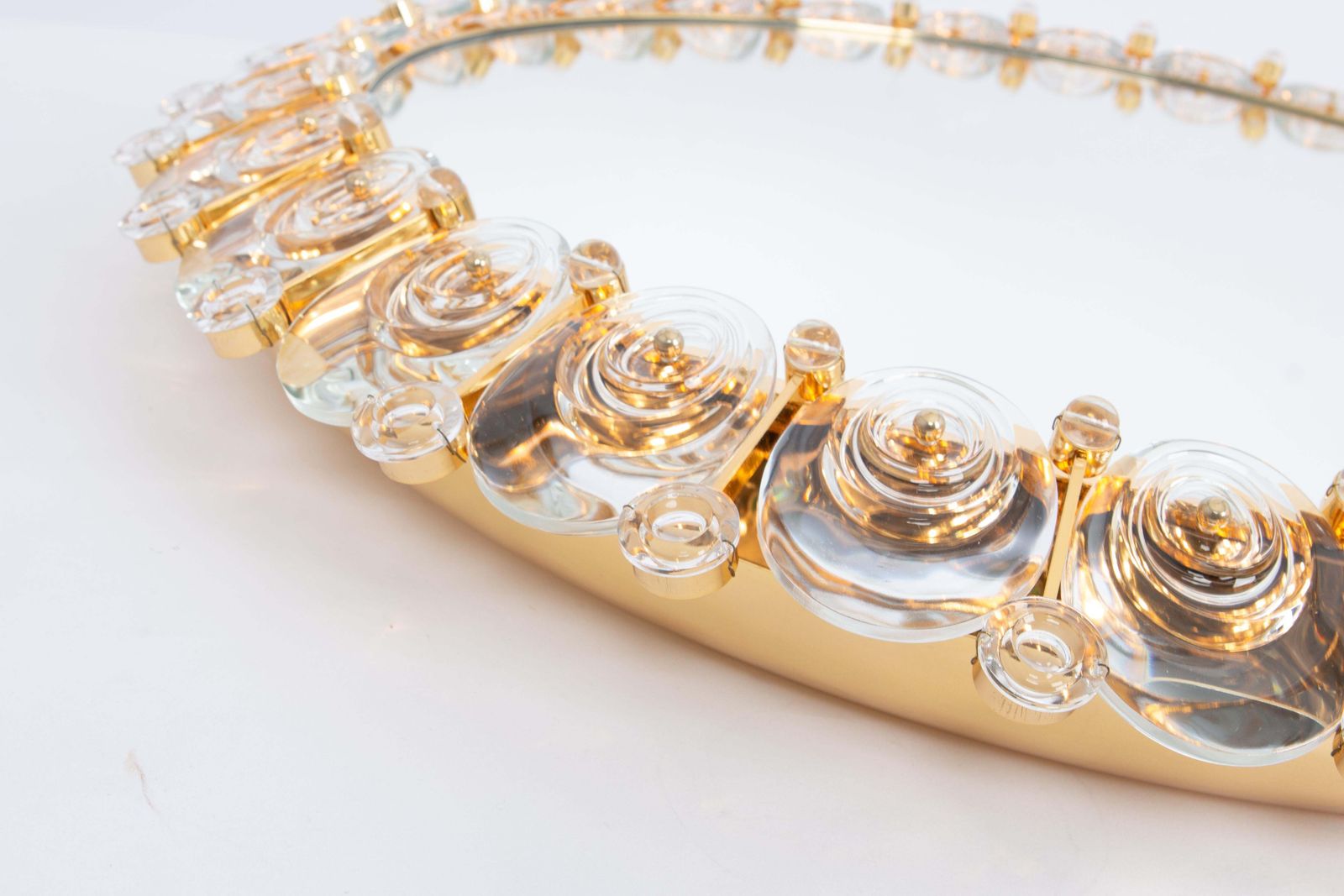 Spectacular Largebacklit Mirror Gilded Brass And Crystal Glass By Palwa, Germany photo buy