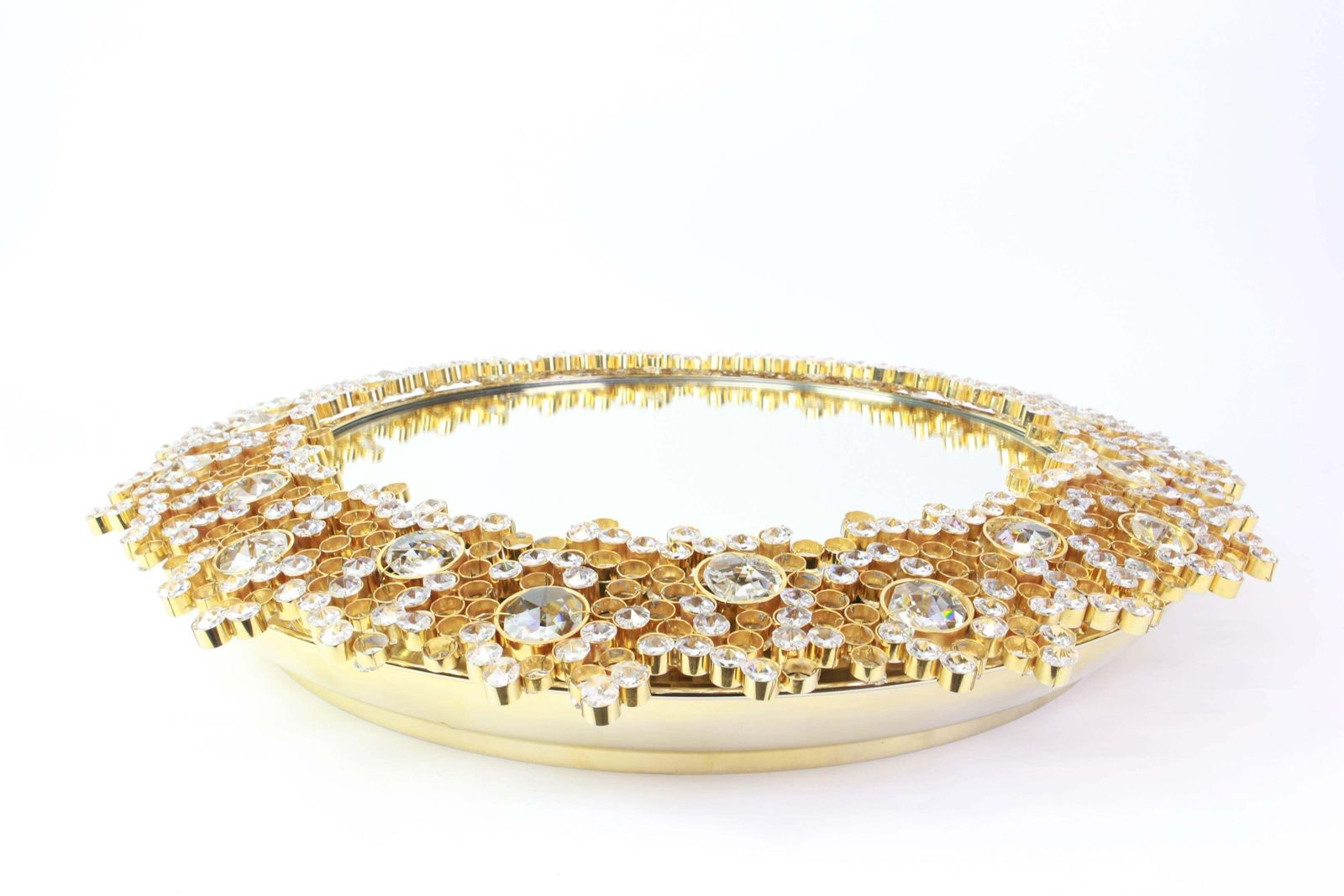 Spectacular Backlit Mirror Gilded Brass And Crystal Glass By Palwa, Germany photo Home Decor