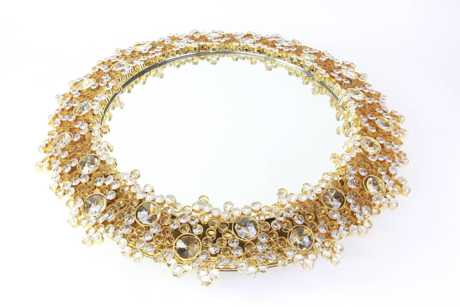 Spectacular Backlit Mirror Gilded Brass And Crystal Glass By Palwa, Germany photo buy