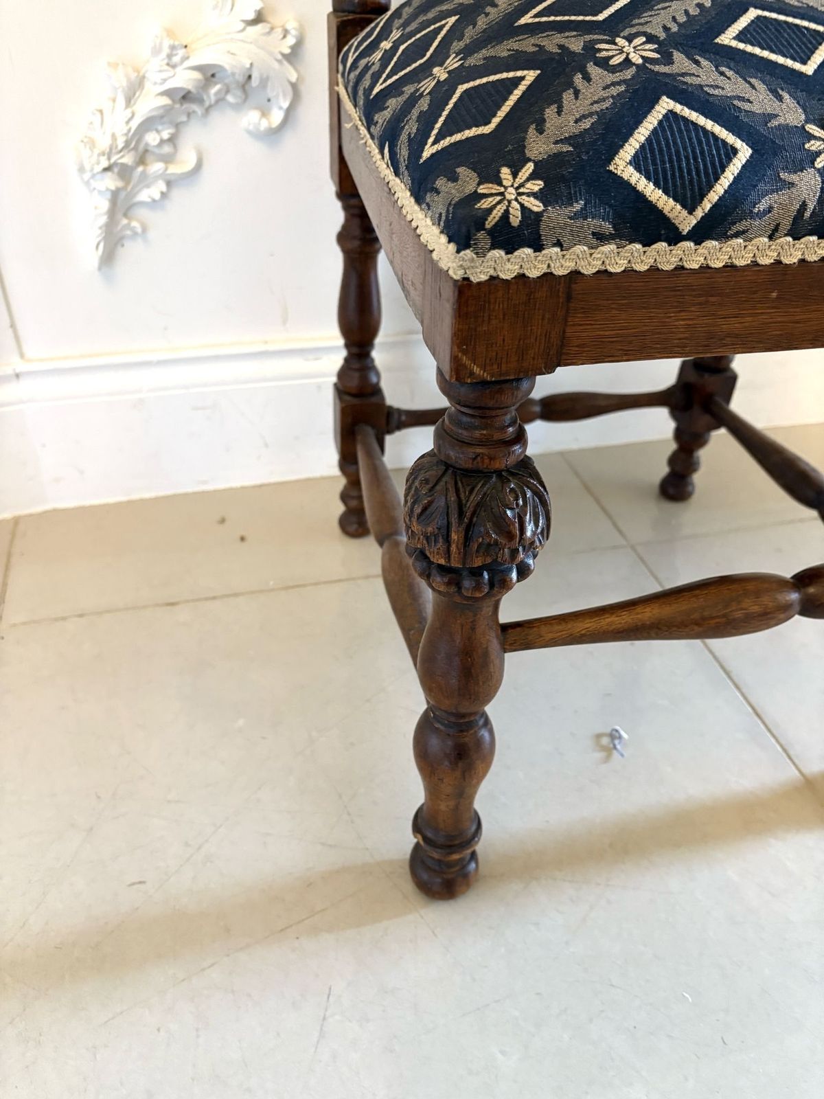 Antique Quality 19th Century Pair Of Carved Oak Side Chairs photo vintage