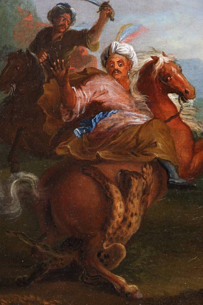 Joseph François Parrocel (1704; 1781) Attributed. Turkish Horsemen Attacked By Tigers photo furniture