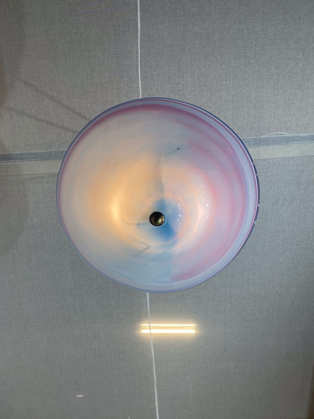 photo vinterior Handmade Swirl Murano Glass Ceiling Lamp Pastel Pink Blue Italian Brass 1980s 1970s