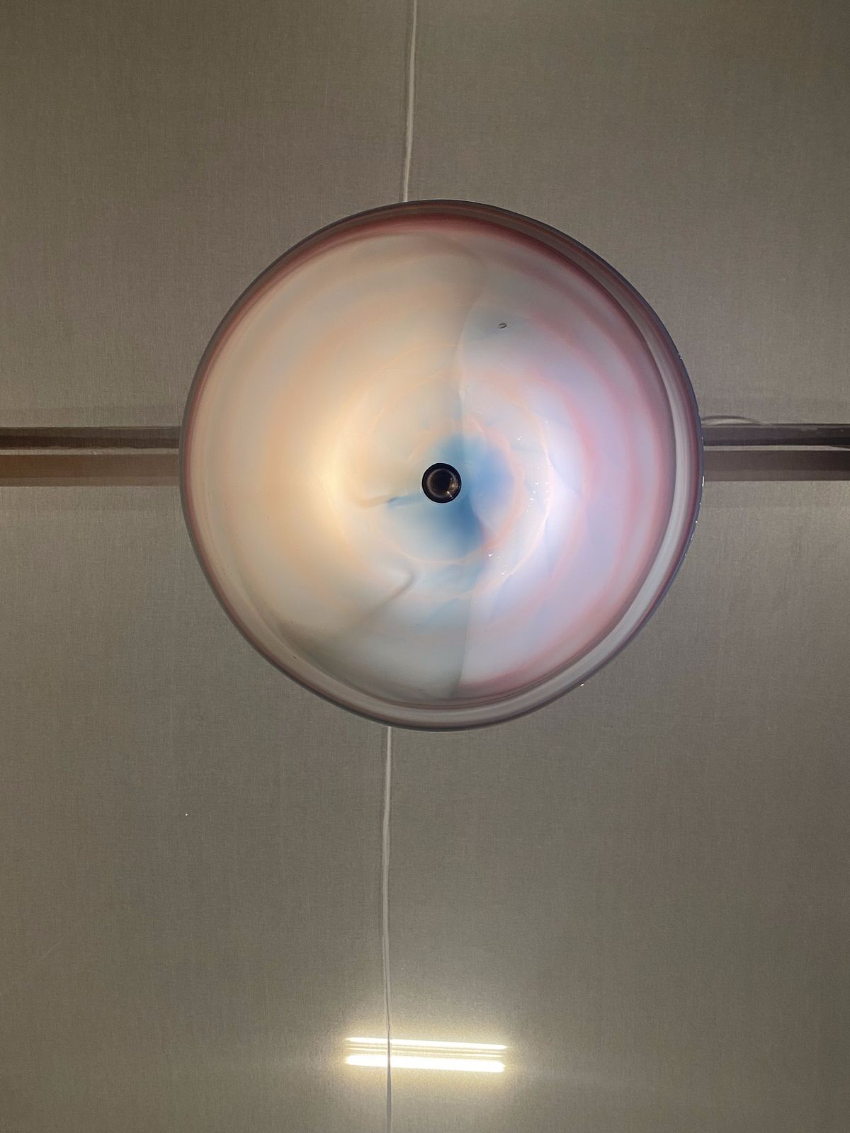 Handmade Swirl Murano Glass Ceiling Lamp Pastel Pink Blue Italian Brass 1980s 1970s photo Lighting