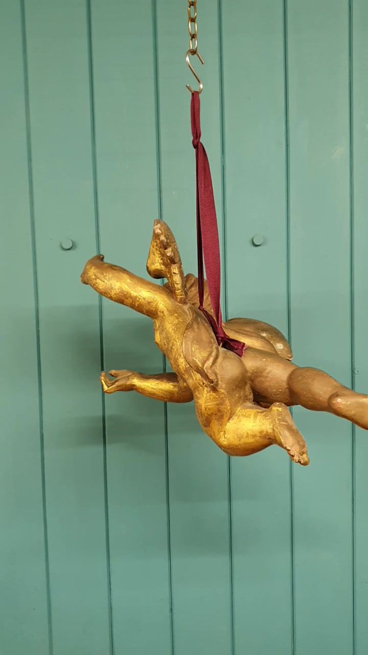 Late 19th Century Wooden Gilt Cherub 19" photo furniture