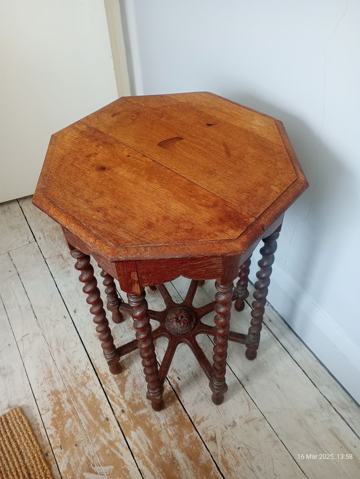 Antique Oak Octagonal Side Table photo 500.0