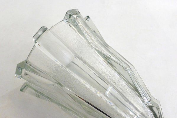 Large Czech Art Deco Vase In Molded Pressed Glass, 1930s photo for sale
