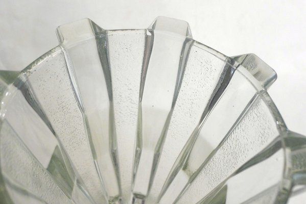 Large Czech Art Deco Vase In Molded Pressed Glass, 1930s photo Home Decor