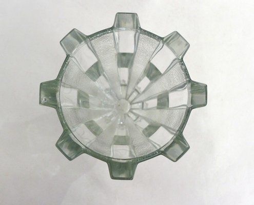 Large Czech Art Deco Vase In Molded Pressed Glass, 1930s photo vinterior