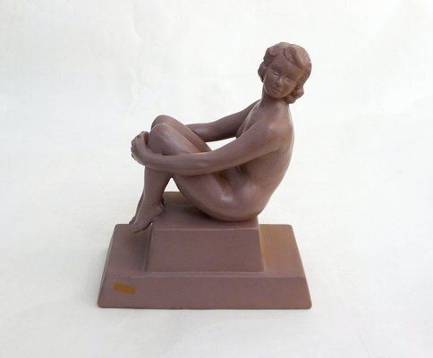 Art Deco Terracotta Sculpture Of A Nude Bathing Woman, 1920s