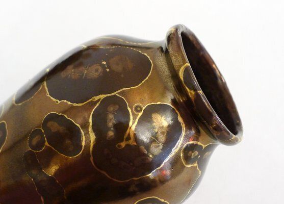 Small Vase With Metallic Glaze By Ceramist Lucien Brisdoux, 1930s photo vinterior