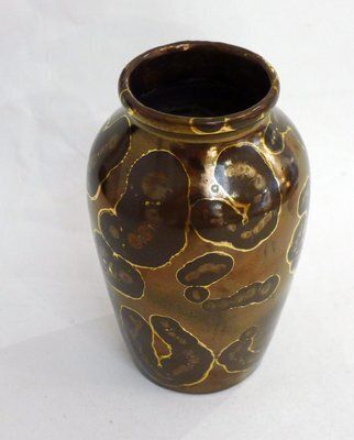 190.0 Small Vase With Metallic Glaze By Ceramist Lucien Brisdoux, 1930s photo