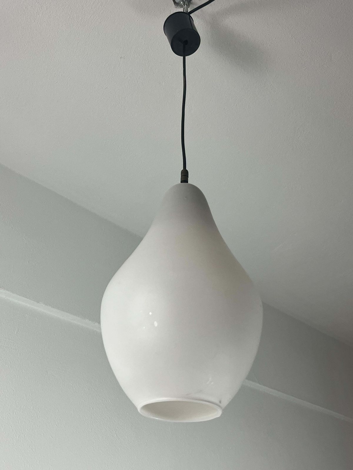 photo furniture Opaline Glass Chandelier, Italy, 1960s