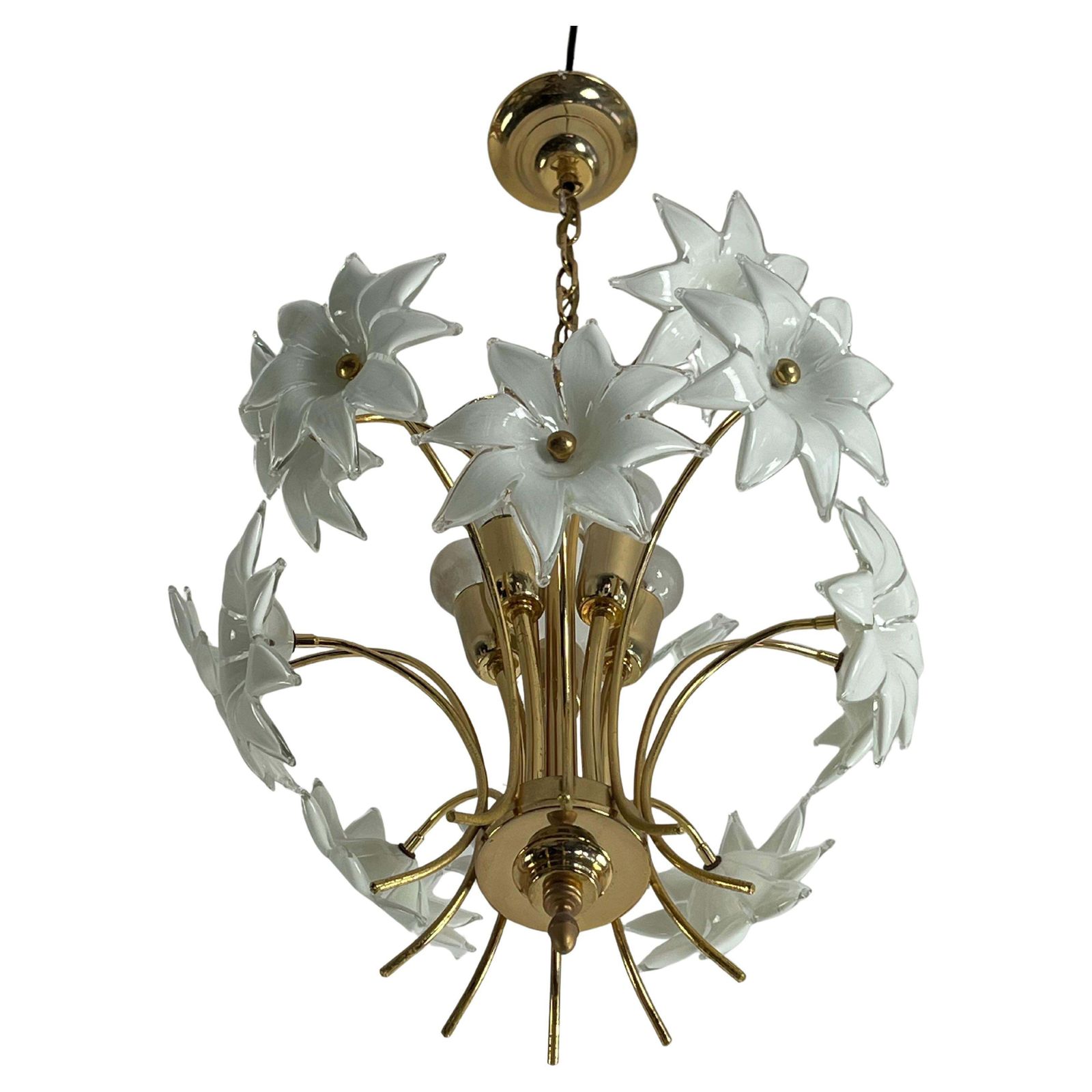 Mid Century Italian Murano Glass Floral Chandelier, 1970s