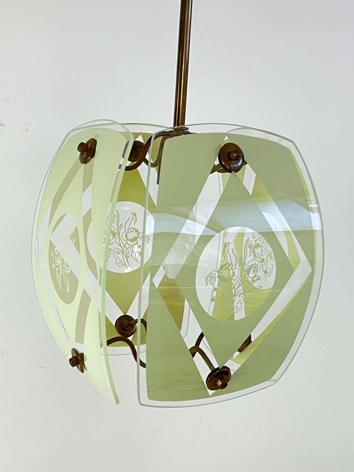 Chandelier In Murano Glass And Brass, In The Style Of Pietro Chiesa, 1950s photo 1340.0