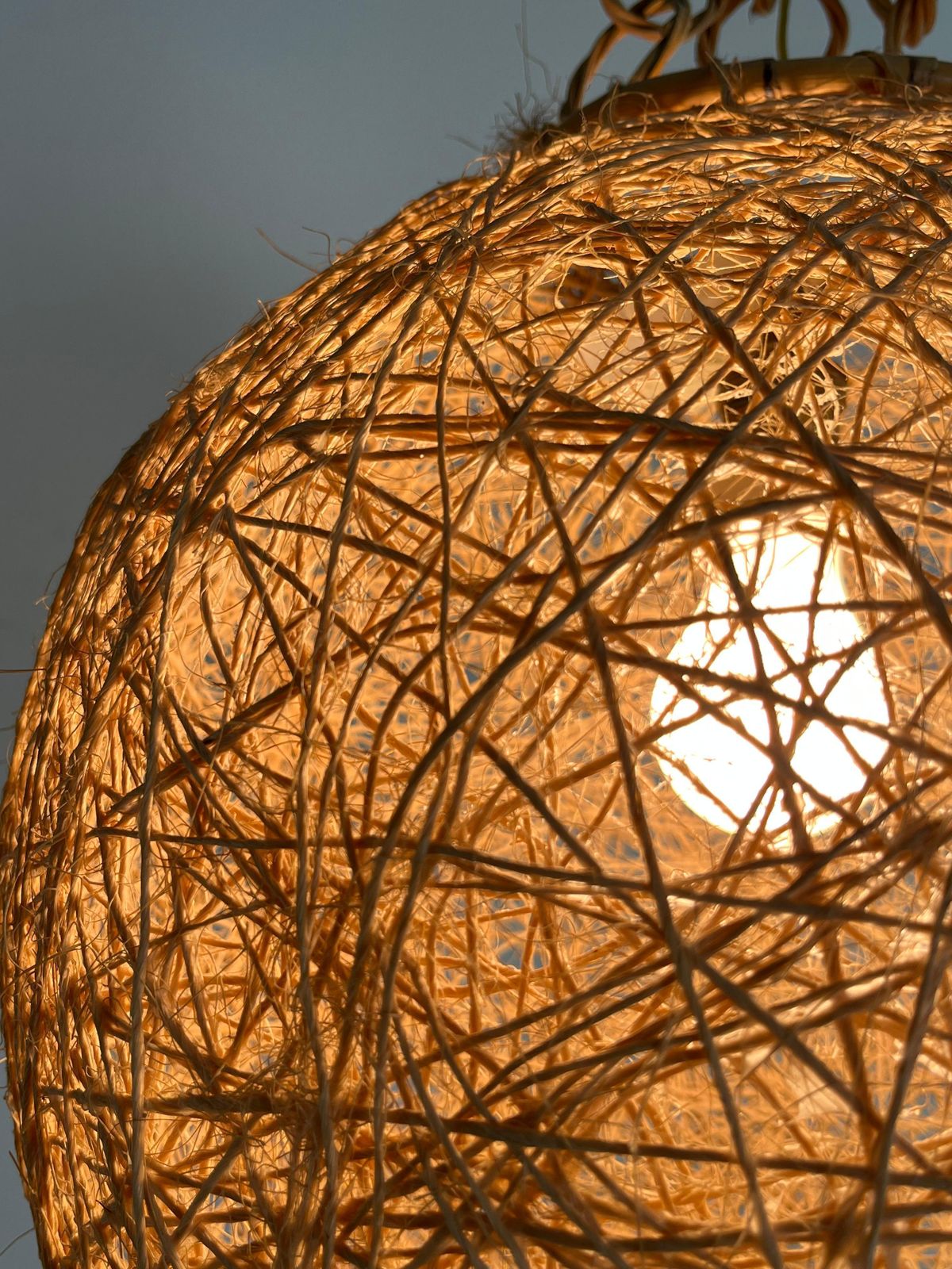Mid Century Italian Twine And Rattan Chandelier, 1960s photo Lighting