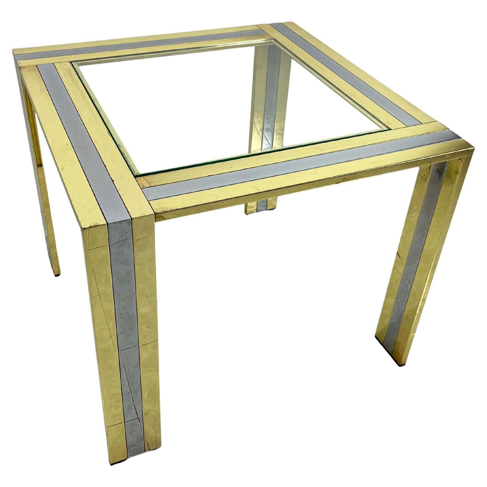 Coffee Table In Brass And Chromed Metal Attributed To Romeo Rega, 1970s photo furniture