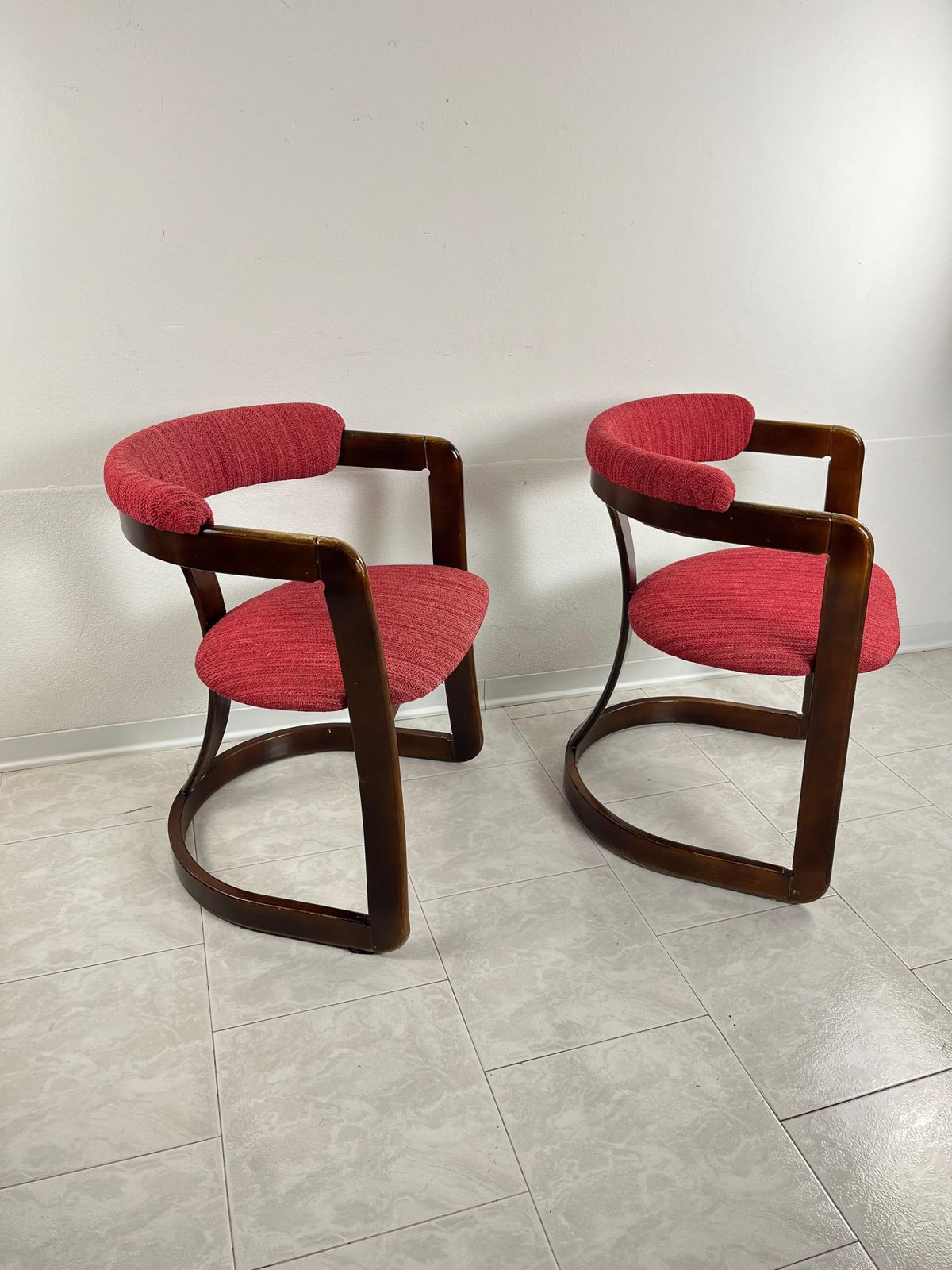 Set Of 2 Mid Century Curved Wooden Chairs Attributed To A. & P. Castiglioni photo furniture