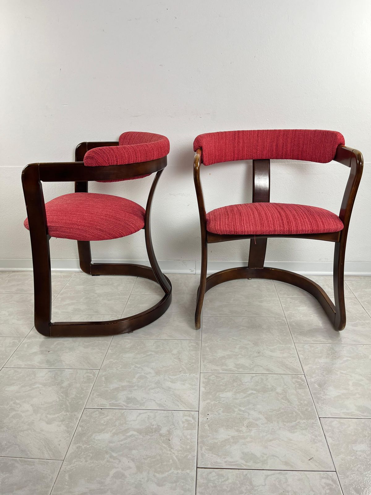Set Of 2 Mid Century Curved Wooden Chairs Attributed To A. & P. Castiglioni photo 1025.0