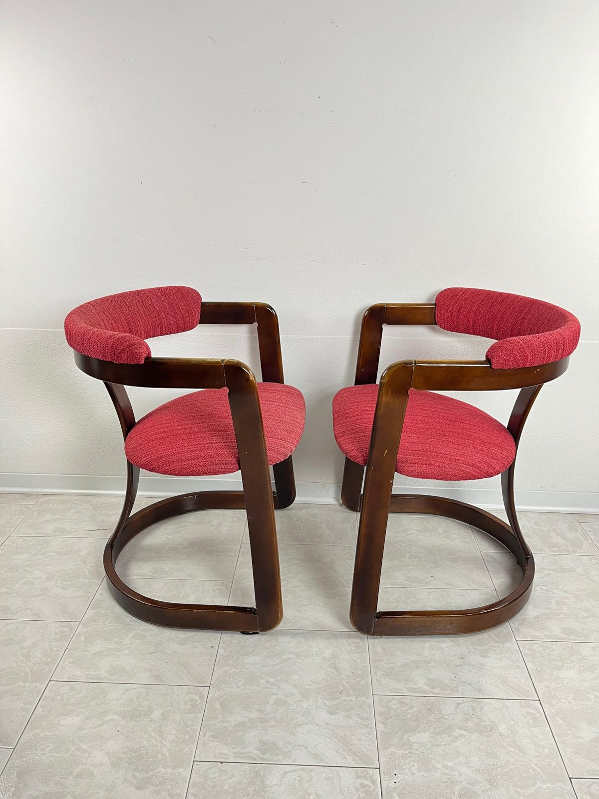 Set Of 2 Mid Century Curved Wooden Chairs Attributed To A. & P. Castiglioni photo buy