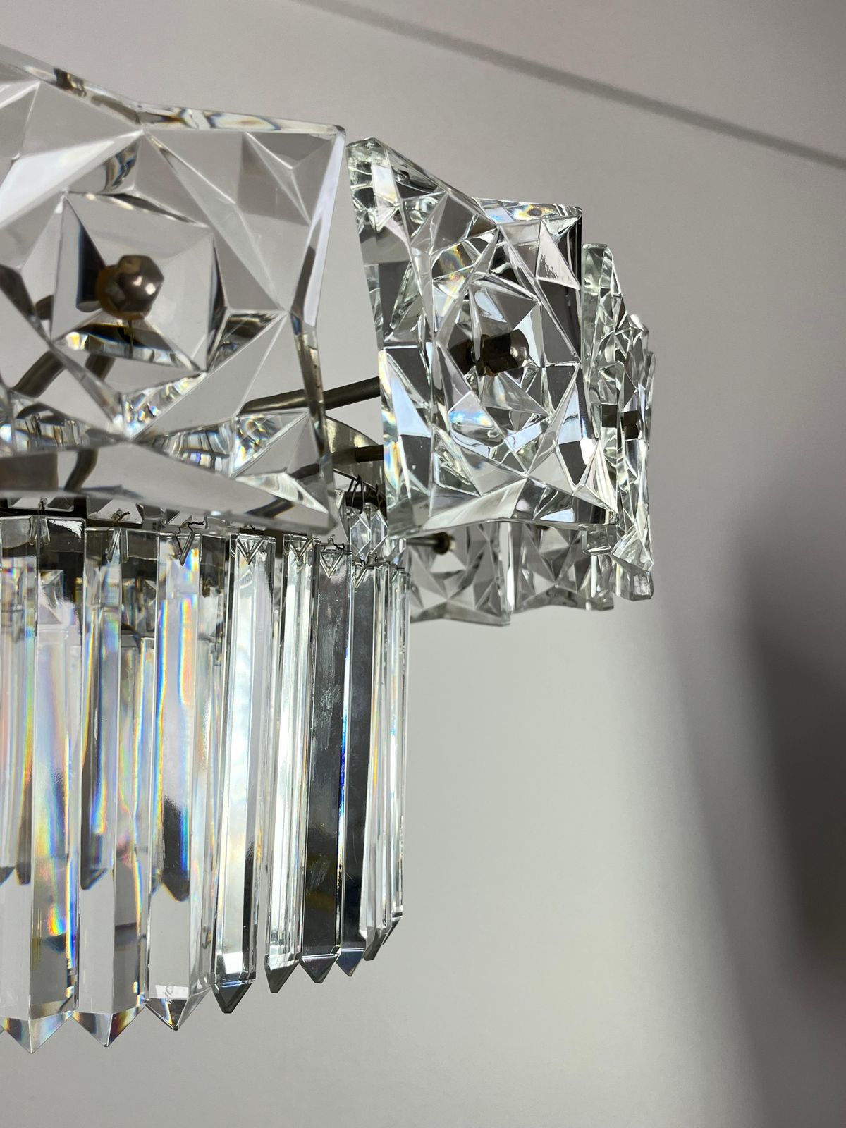 Mid Century French 7 Light Chandelier With Crystals, 1960s photo vinterior
