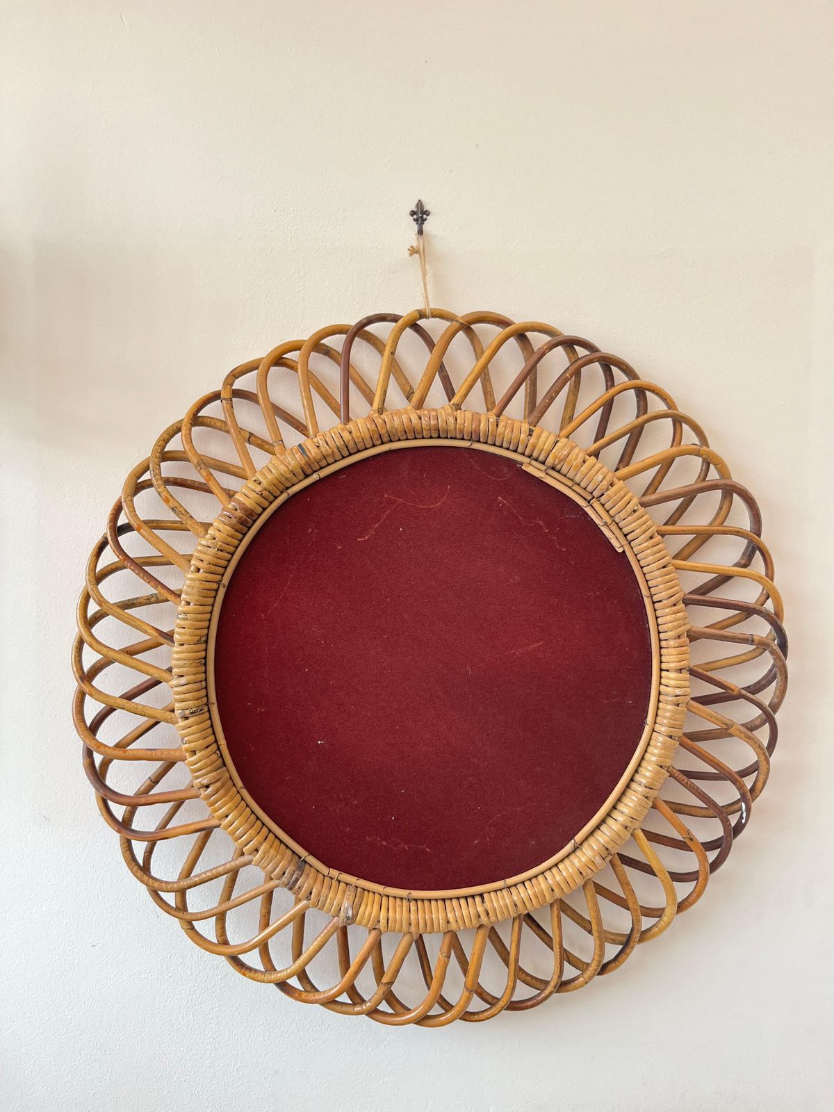 Mid Century Italian Rattan And Bamboo Mirror By Franco Albini 1960s photo vinterior