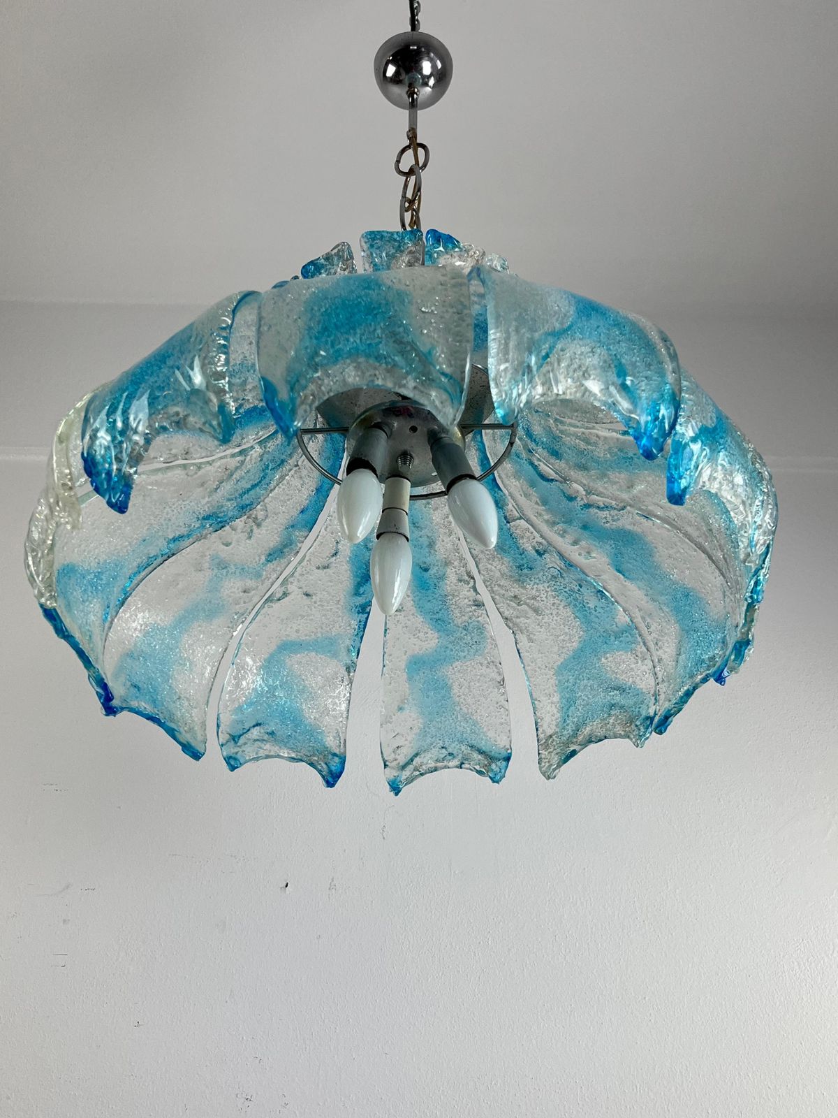 Large Mid Century Murano Glass Chandelier By Carlo Nason For Mazzega 1960s photo vintage